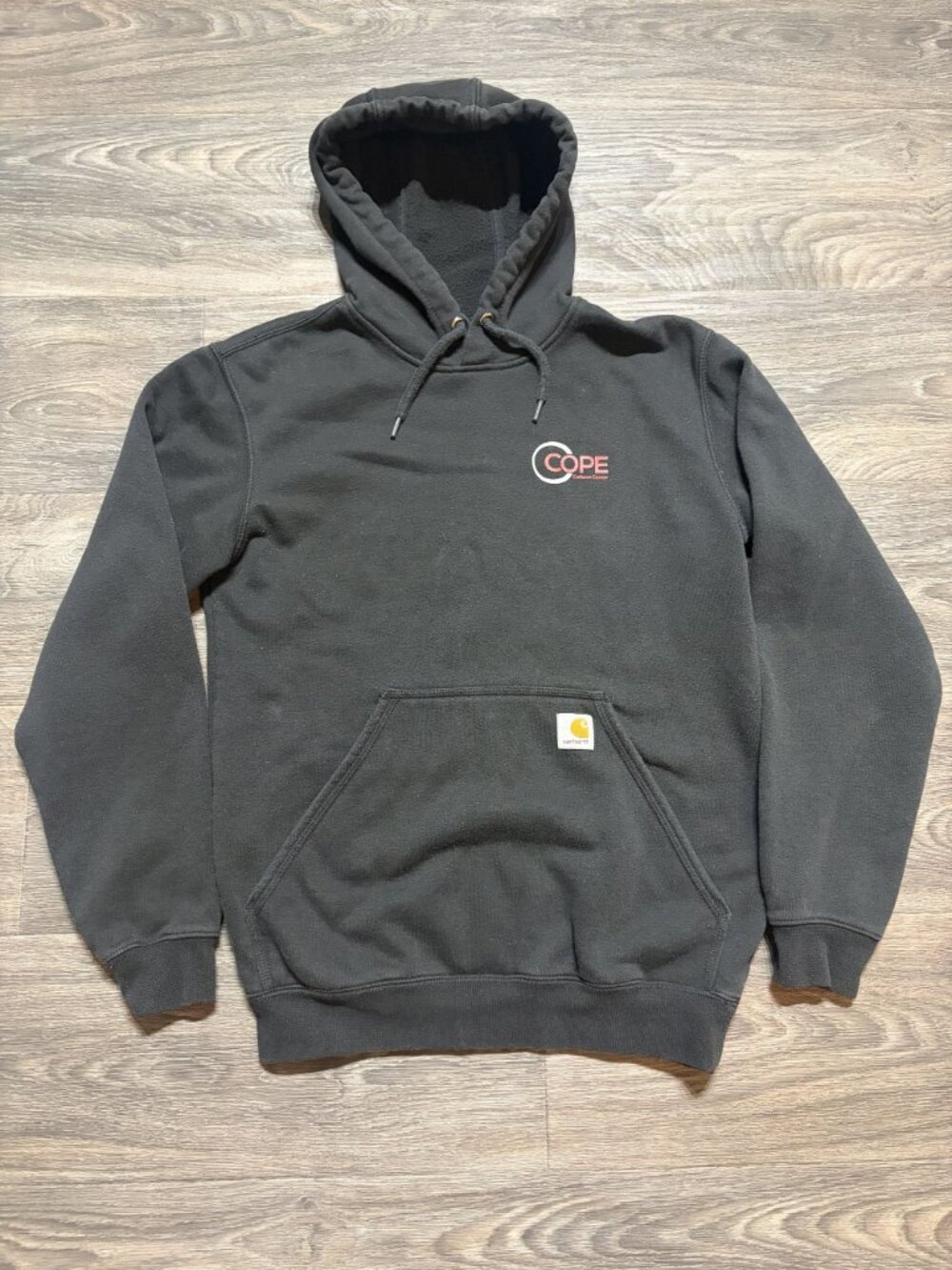 Carhartt K121 Loose Fit Midweight Hoodie Small Black COPE Logo Workwear Casual